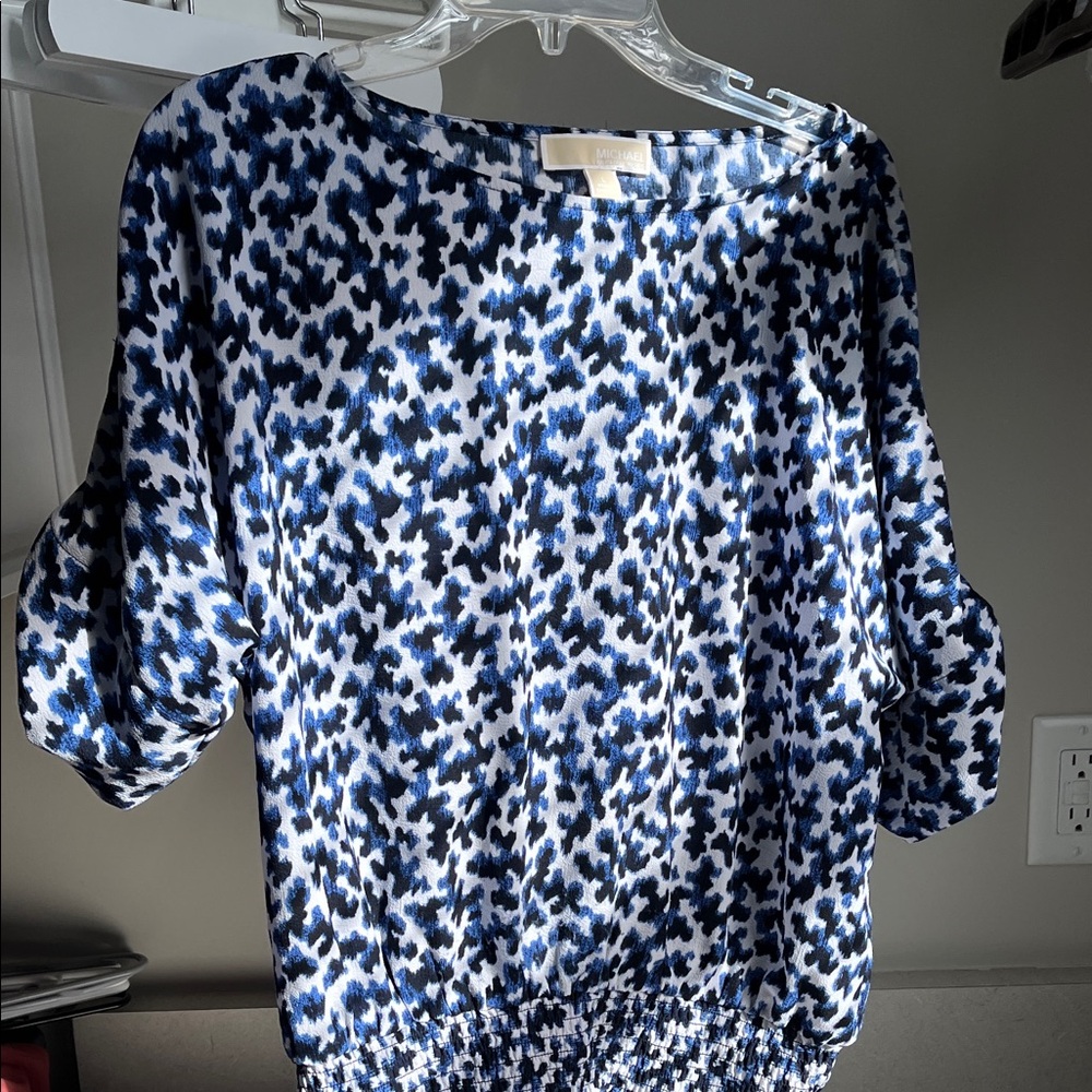MICHAEL Michael Kors Blue and White Patterned Blouse